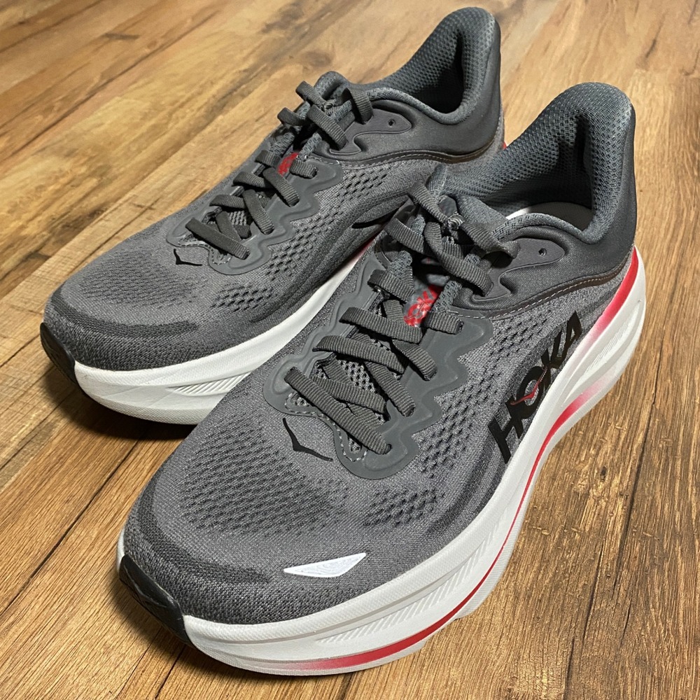 Hoka Bondi 9 Mens Running Shoes Sharkskin Radiant Red 1162011 SRYT Size 9 D